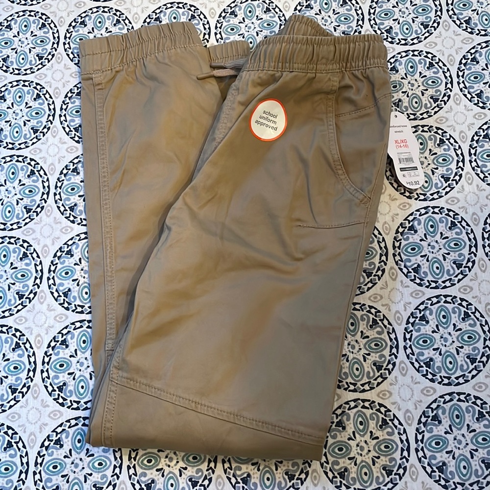 Wonder Nation Elastic waist Khaki Chino reinforced knees uniform approved